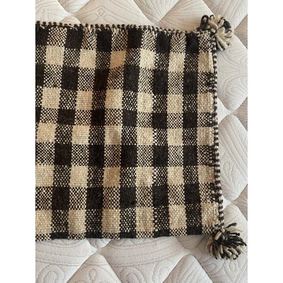 Plaid Checkerboard Pillow Cover Sham Textured Tweed Brown Beige Vintage MCM 70s - Picture 4 of 8